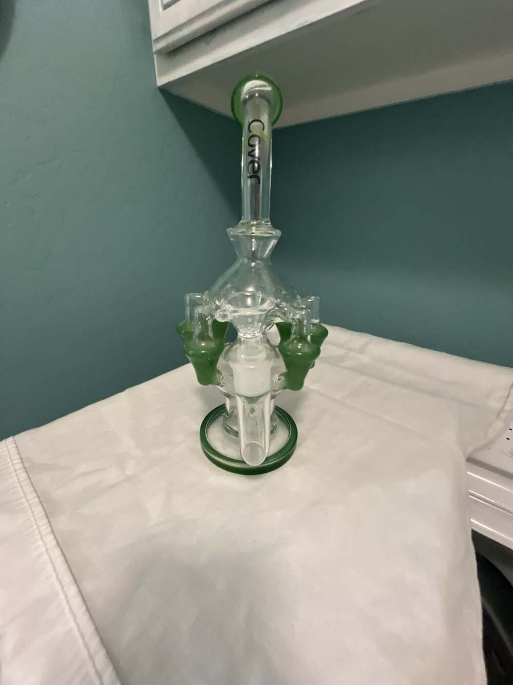 Cover Glass Green Multi-Arm Perc Water Piece